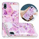 For Huawei Y5 (2019) Flat Plating Splicing Gilding Protective Case(Purple Flowers Color Matching) - 1