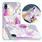 For Huawei Y5 (2019) Flat Plating Splicing Gilding Protective Case(Purple White Marble Color Matching) - 1