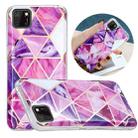 For Huawei Y5p Flat Plating Splicing Gilding Protective Case(Rose Red Purple Color Matching) - 1