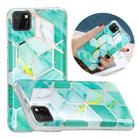 For Huawei Y5p Flat Plating Splicing Gilding Protective Case(Green Glitter Color Matching) - 1