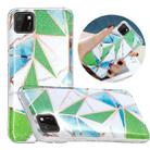 For Huawei Y5p Flat Plating Splicing Gilding Protective Case(Green Triangle Body Color Matching) - 1