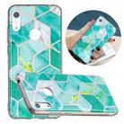For Huawei Y6 (2019) Flat Plating Splicing Gilding Protective Case(Green Glitter Color Matching) - 1