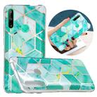 For Huawei Y6p Flat Plating Splicing Gilding Protective Case(Green Glitter Color Matching) - 1