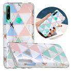 For Huawei Y6p Flat Plating Splicing Gilding Protective Case(Blue White Green Pink Color Matching) - 1