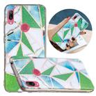 For Huawei Y7 (2019) Flat Plating Splicing Gilding Protective Case(Green Triangle Body Color Matching) - 1