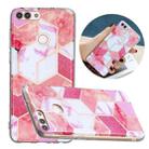 For Huawei Enjoy 7S Flat Plating Splicing Gilding Protective Case(Cherry Glitter Color Matching) - 1