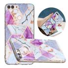 For Huawei Enjoy 7S Flat Plating Splicing Gilding Protective Case(Purple White Marble Color Matching) - 1