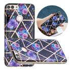 For Huawei Enjoy 7S Flat Plating Splicing Gilding Protective Case(Black Background Flower Matching Color) - 1