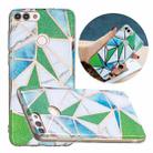 For Huawei Enjoy 7S Flat Plating Splicing Gilding Protective Case(Green Triangle Body Color Matching) - 1