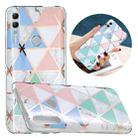 For Huawei Honor 10 Lite Flat Plating Splicing Gilding Protective Case(Blue White Green Pink Color Matching) - 1