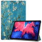 For Lenovo Tab P11 Pro (TB-XJ706F) Custer Painted Pattern Horizontal Flip Smart Flat PU Leather Case with Sleep / Wake-up Function & 3-Fold Holder(Apricot Blossom) - 1