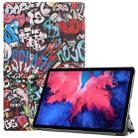 For Lenovo Tab P11 (TB-J606F) Custer Painted Pattern Horizontal Flip Smart Flat PU Leather Case with Sleep / Wake-up Function & 3-Fold Holder(Graffiti) - 1