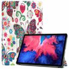 For Lenovo Tab P11 (TB-J606F) Custer Painted Pattern Horizontal Flip Smart Flat PU Leather Case with Sleep / Wake-up Function & 3-Fold Holder(Color Butterfly) - 1