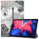 For Lenovo Tab P11 TB-J606F / TB-J607Z Custer Painted 3-Fold Holder Smart Leather Tablet Case(Retro Tower) - 1