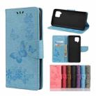 For Samsung Galaxy A42 5G Butterflies Embossing Horizontal Flip Leather Case with Holder & Card Slots & Wallet(Blue) - 1