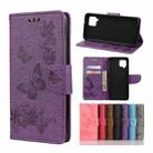 For Samsung Galaxy A42 5G Butterflies Embossing Horizontal Flip Leather Case with Holder & Card Slots & Wallet(Purple) - 1