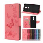 For Nokia 2.4 Butterflies Embossing Horizontal Flip Leather Case with Holder & Card Slots & Wallet(Pink) - 1