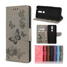 For Nokia 2.4 Butterflies Embossing Horizontal Flip Leather Case with Holder & Card Slots & Wallet(Grey) - 1
