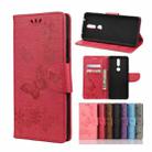 For Nokia 2.4 Butterflies Embossing Horizontal Flip Leather Case with Holder & Card Slots & Wallet(Red) - 1