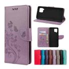 For Samsung Galaxy A42 5G Butterfly Flower Pattern Horizontal Flip Leather Case with Holder & Card Slots & Wallet(Light Purple) - 1