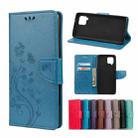 For Samsung Galaxy A42 5G Butterfly Flower Pattern Horizontal Flip Leather Case with Holder & Card Slots & Wallet(Blue) - 1
