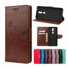 For Nokia 2.4 Butterfly Flower Pattern Horizontal Flip Leather Case with Holder & Card Slots & Wallet(Brown) - 1
