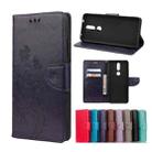 For Nokia 2.4 Butterfly Flower Pattern Horizontal Flip Leather Case with Holder & Card Slots & Wallet(Deep Purple) - 1