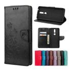 For Nokia 2.4 Butterfly Flower Pattern Horizontal Flip Leather Case with Holder & Card Slots & Wallet(Black) - 1