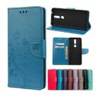 For Nokia 2.4 Butterfly Flower Pattern Horizontal Flip Leather Case with Holder & Card Slots & Wallet(Blue) - 1