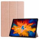 For Lenovo Tab P11 Pro (TB-XJ706F) Custer Texture Horizontal Flip Leather Case with Three-folding Holder & Sleep / Wake-up Function(Rose Gold) - 1