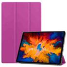 For Lenovo Tab P11 Pro (TB-XJ706F) Custer Texture Horizontal Flip Leather Case with Three-folding Holder & Sleep / Wake-up Function(Purple) - 1