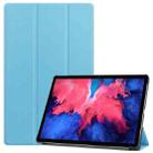 For Lenovo Tab P11 TB-J606F /Tab P11 5G Three-folding Custer Texture Smart Leather Tablet Case(Sky Blue) - 1