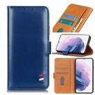 For Samsung Galaxy S21 Plus 5G 3-Color Pearl Texture Magnetic Buckle Horizontal Flip PU Leather Case with Card Slots & Wallet & Holder(Blue) - 1