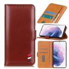 For Samsung Galaxy S21 Plus 5G 3-Color Pearl Texture Magnetic Buckle Horizontal Flip PU Leather Case with Card Slots & Wallet & Holder(Brown) - 1