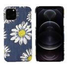 For iPhone 12 / 12 Pro PC + Denim Texture Printing Protective Case(White Cherysanthemum) - 1