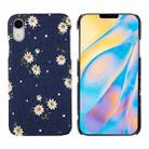 For iPhone XR PC + Denim Texture Printing Protective Case(White Flower) - 1