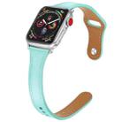 Leather Watch Band with Steel Button For Apple Watch Series 8&7 41mm / SE 2&6&SE&5&4 40mm / 3&2&1 38mm(Mint Green) - 1