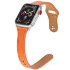 Leather Watch Band with Steel Button For Apple Watch Series 8&7 41mm / SE 2&6&SE&5&4 40mm / 3&2&1 38mm(Orange) - 1