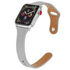Leather Watch Band with Steel Button For Apple Watch Series 8&7 41mm / SE 2&6&SE&5&4 40mm / 3&2&1 38mm(Light Grey) - 1