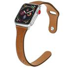 Leather Watch Band with Steel Button For Apple Watch Series 8&7 41mm / SE 2&6&SE&5&4 40mm / 3&2&1 38mm(Dark Brown) - 1