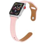 Leather Watch Band with Steel Button For Apple Watch Ultra 49mm&Watch Ultra 2 49mm / Series 9&8&7 45mm / SE 3&SE 2&6&SE&5&4 44mm / 3&2&1 42mm(Pink) - 1