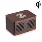 D70 QI Standard Subwoofer Wooden Bluetooth 4.2 Speaker, Support TF Card & 3.5mm AUX Brown - 1
