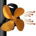 YL-105 4-Blade Aluminum Heat Powered Fireplace Stove Fan(Gold) - 1