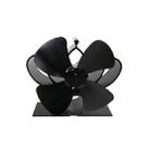 YL201 4-Blade High Temperature Metal Heat Powered Fireplace Stove Fan (Black) - 1