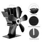 YL602 5-Blade High Temperature Metal Heat Powered Fireplace Stove Fan (Black) - 5