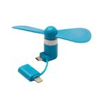 Fashion 8pin & Micro USB Ports Mini Fan with Two Leaves, For Mobile Phone with OTG Function & 8pin & Micro USB Ports(Blue) - 2