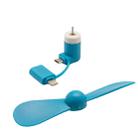 Fashion 8pin & Micro USB Ports Mini Fan with Two Leaves, For Mobile Phone with OTG Function & 8pin & Micro USB Ports(Blue) - 3