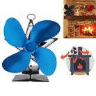 4-Blade Aluminum Heat Powered Fireplace Stove Fan (Blue) - 1