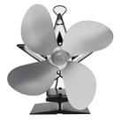 4-Blade Aluminum Heat Powered Fireplace Stove Fan (Silver) - 2