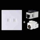 CAT.6 Shielded Pass-through Network Module, Dual Ports Panel + Shielded Pass-through + TV Socket (White) - 1